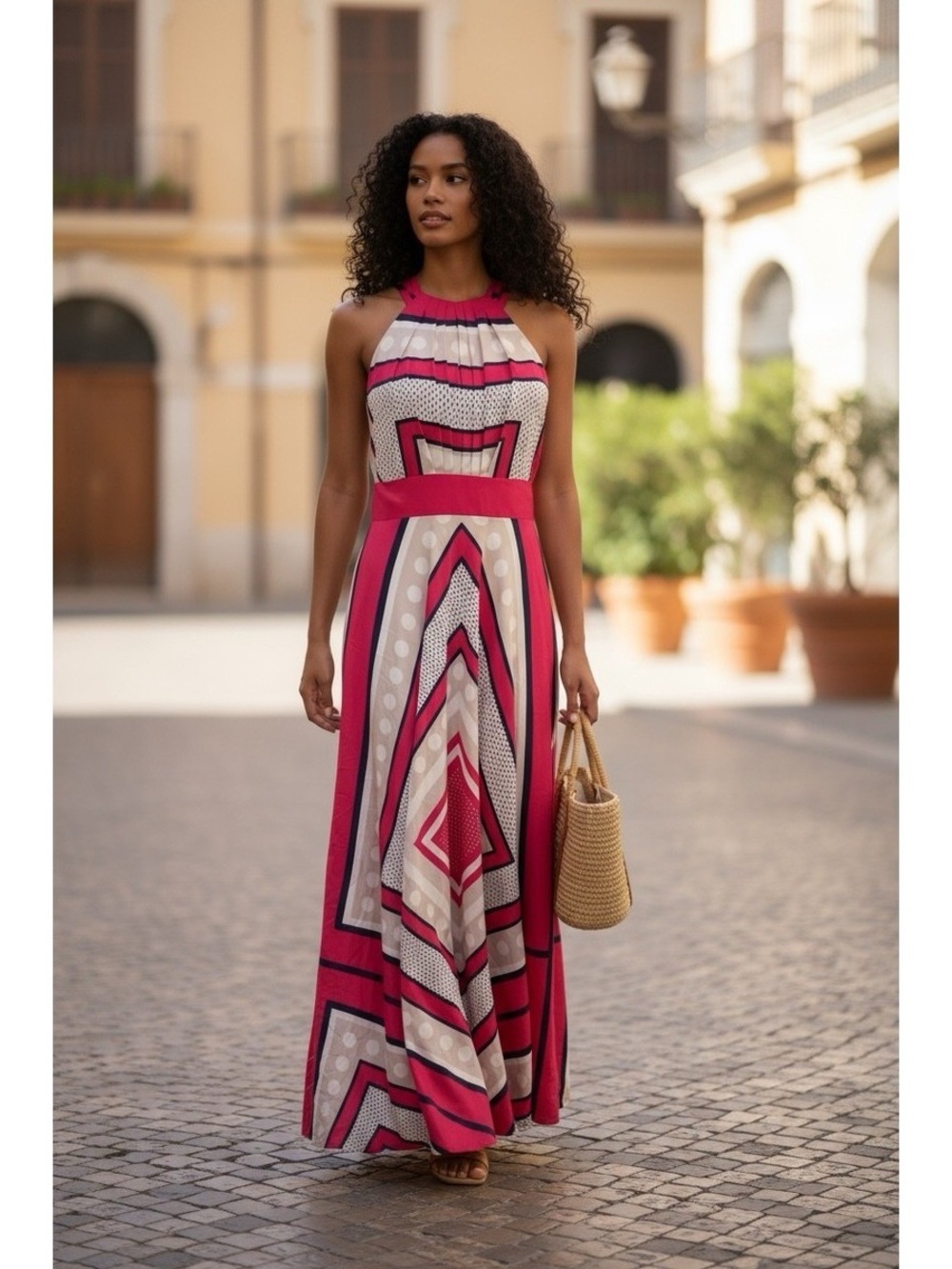 Eliza J Scarf Print Maxi DressFit & Flare Sleeveless Fully Lined, Size 8P